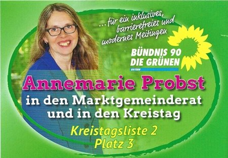 Annemarie Probst in den Marktgemeinderat und in den Kreistag